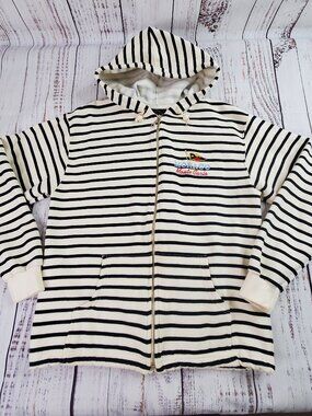 Monaco Monte Carlo Striped Zip Up Hoodie Nautical Coastal Preppy Womens Med